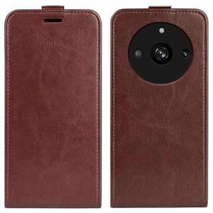 For Realme 11 Pro R64 Texture Vertical Flip Leather Phone Case(Brown)