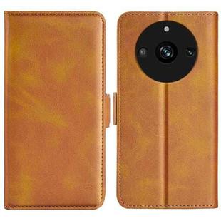For Realme 11 Pro Dual-side Magnetic Buckle Horizontal Flip Leather Phone Case(Yellow)