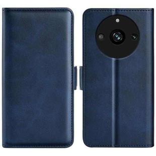 For Realme 11 Pro Dual-side Magnetic Buckle Horizontal Flip Leather Phone Case(Dark Blue)