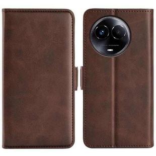 For Realme 11X Dual-side Magnetic Buckle Horizontal Flip Leather Phone Case(Brown)