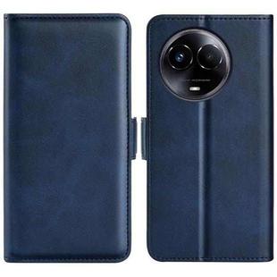 For Realme 11X Dual-side Magnetic Buckle Horizontal Flip Leather Phone Case(Dark Blue)