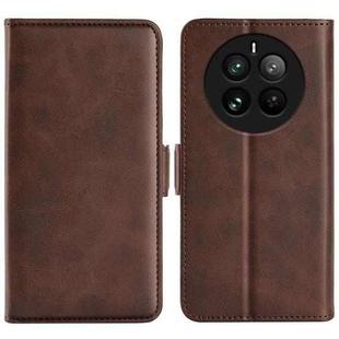 For Realme 12 Pro+ Dual-side Magnetic Buckle Horizontal Flip Leather Phone Case(Brown)