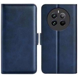 For Realme 12+ 5G Dual-side Magnetic Buckle Horizontal Flip Leather Phone Case(Dark Blue)