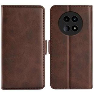 For Realme 12 5G Dual-side Magnetic Buckle Horizontal Flip Leather Phone Case(Brown)
