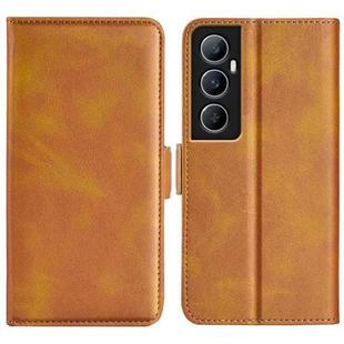 For Realme C65 4G Dual-side Magnetic Buckle Horizontal Flip Leather Phone Case(Yellow)