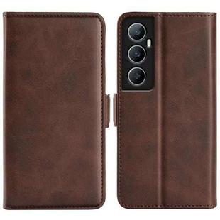 For Realme C65 4G Dual-side Magnetic Buckle Horizontal Flip Leather Phone Case(Brown)