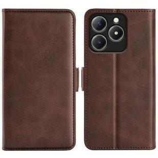 For Realme C63 Dual-side Magnetic Buckle Horizontal Flip Leather Phone Case(Brown)