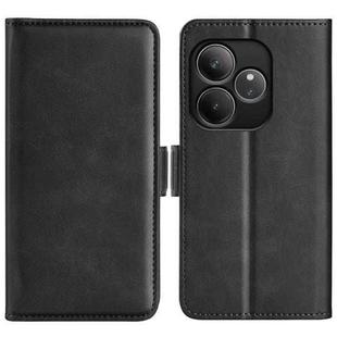 For Realme GT 6 5G Dual-side Magnetic Buckle Horizontal Flip Leather Phone Case(Black)