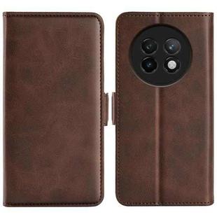 For Realme 13+ 5G Dual-side Magnetic Buckle Horizontal Flip Leather Phone Case(Brown)