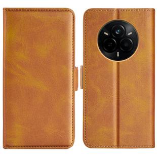 For Realme 14 Pro 5G Dual-side Magnetic Buckle Horizontal Flip Leather Phone Case(Yellow)