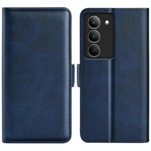 For Realme 14X 4G Dual-side Magnetic Buckle Horizontal Flip Leather Phone Case(Dark Blue)