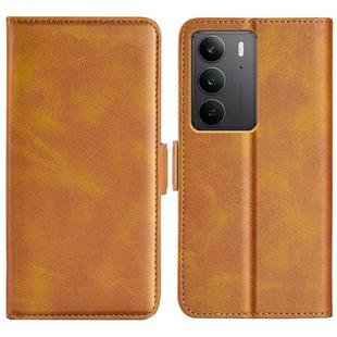 For Realme C75 Dual-side Magnetic Buckle Horizontal Flip Leather Phone Case(Yellow)