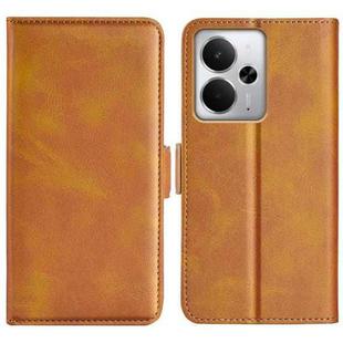 For Realme 14 5G Dual-side Magnetic Buckle Horizontal Flip Leather Phone Case(Yellow)
