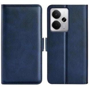 For Realme 14 5G Dual-side Magnetic Buckle Horizontal Flip Leather Phone Case(Dark Blue)