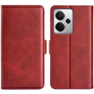 For Realme 14 5G Dual-side Magnetic Buckle Horizontal Flip Leather Phone Case(Red)