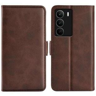 For Realme C71 4G Dual-side Magnetic Buckle Horizontal Flip Leather Phone Case(Brown)
