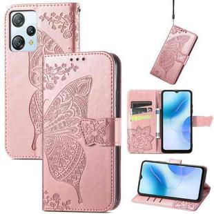 For Blackview A53 Butterfly Love Flower Embossed Leather Phone Case(Rose Gold)