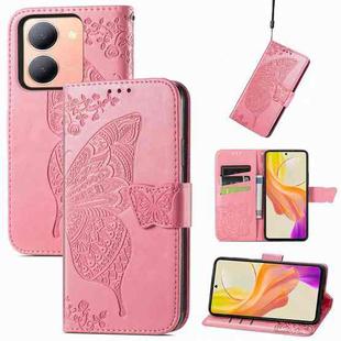 For vivo Y78 Butterfly Love Flower Embossed Leather Phone Case(Pink)