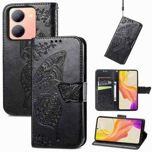 For vivo Y78 Butterfly Love Flower Embossed Leather Phone Case(Black)