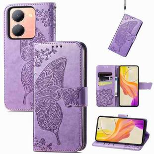 For vivo Y78 Butterfly Love Flower Embossed Leather Phone Case(Lavender)