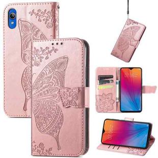 For vivo Y91C Butterfly Love Flower Embossed Leather Phone Case(Rose Gold)