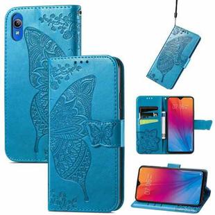 For vivo Y91C Butterfly Love Flower Embossed Leather Phone Case(Blue)