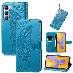 For vivo V40 SE Butterfly Love Flower Embossed Leather Phone Case(Blue)