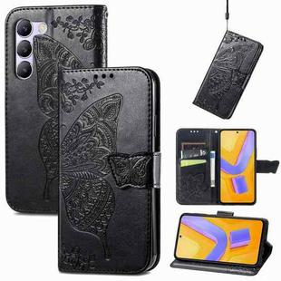 For vivo V40 SE Butterfly Love Flower Embossed Leather Phone Case(Black)