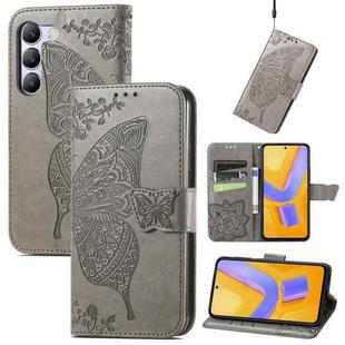 For vivo V40 SE Butterfly Love Flower Embossed Leather Phone Case(Gray)