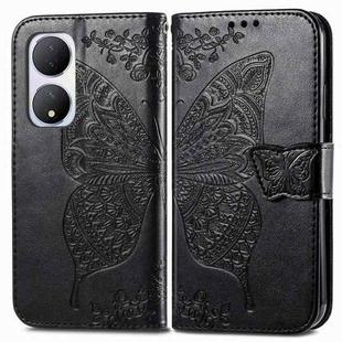 For vivo Y100 5G IDN Butterfly Love Flower Embossed Leather Phone Case(Black)