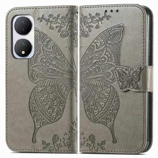 For vivo Y100 5G IDN Butterfly Love Flower Embossed Leather Phone Case(Gray)