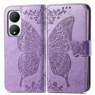 For vivo Y100 5G IDN Butterfly Love Flower Embossed Leather Phone Case(Lavender)