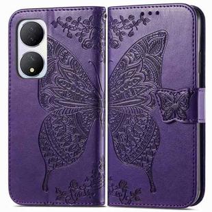 For vivo Y100 5G IDN Butterfly Love Flower Embossed Leather Phone Case(Purple)