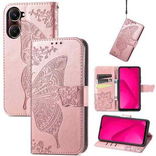 For vivo Y37 Butterfly Love Flower Embossed Leather Phone Case(Rose Gold)