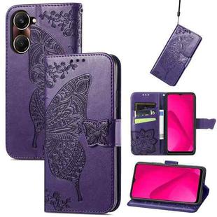 For vivo Y37 Butterfly Love Flower Embossed Leather Phone Case(Purple)