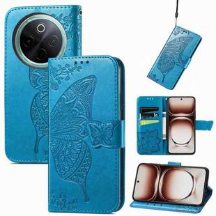 For vivo Y300 Pro Butterfly Love Flower Embossed Leather Phone Case(Blue)