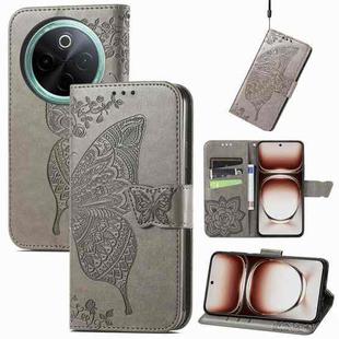 For vivo Y300 Pro Butterfly Love Flower Embossed Leather Phone Case(Gray)