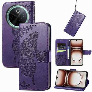 For vivo Y300 Pro Butterfly Love Flower Embossed Leather Phone Case(Purple)