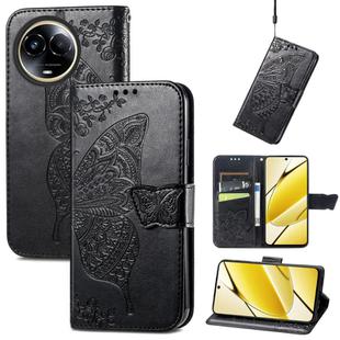 For Realme 11 5G Butterfly Love Flower Embossed Leather Phone Case(Black)