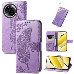 For Realme 11 5G Butterfly Love Flower Embossed Leather Phone Case(Lavender)