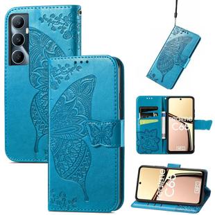 For Realme C65 Butterfly Love Flower Embossed Leather Phone Case(Blue)