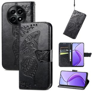For Realme 12 Butterfly Love Flower Embossed Leather Phone Case(Black)