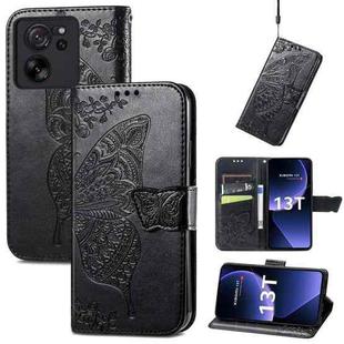 For Xiaomi 13T Butterfly Love Flower Embossed Leather Phone Case(Black)
