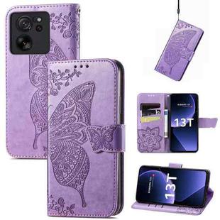 For Xiaomi 13T Butterfly Love Flower Embossed Leather Phone Case(Lavender)