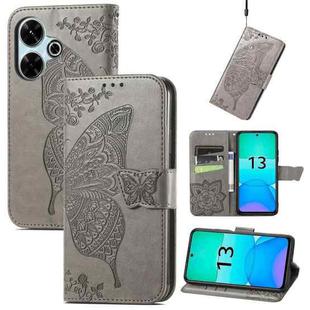 For Xiaomi Redmi 13 4G Butterfly Love Flower Embossed Leather Phone Case(Gray)