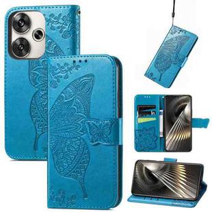 For Xiaomi Redmi Turbo 3 5G Butterfly Love Flower Embossed Leather Phone Case(Blue)