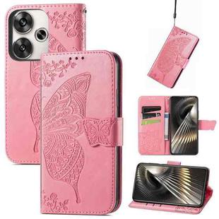 For Xiaomi Redmi Turbo 3 5G Butterfly Love Flower Embossed Leather Phone Case(Pink)