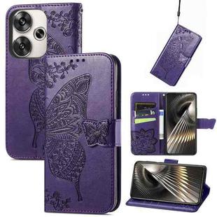 For Xiaomi Redmi Turbo 3 5G Butterfly Love Flower Embossed Leather Phone Case(Purple)