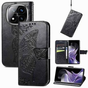 For Xiaomi Redmi Note 14 Pro 5G Butterfly Love Flower Embossed Leather Phone Case(Black)
