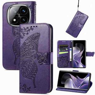 For Xiaomi Redmi Note 14 Pro 5G Butterfly Love Flower Embossed Leather Phone Case(Purple)